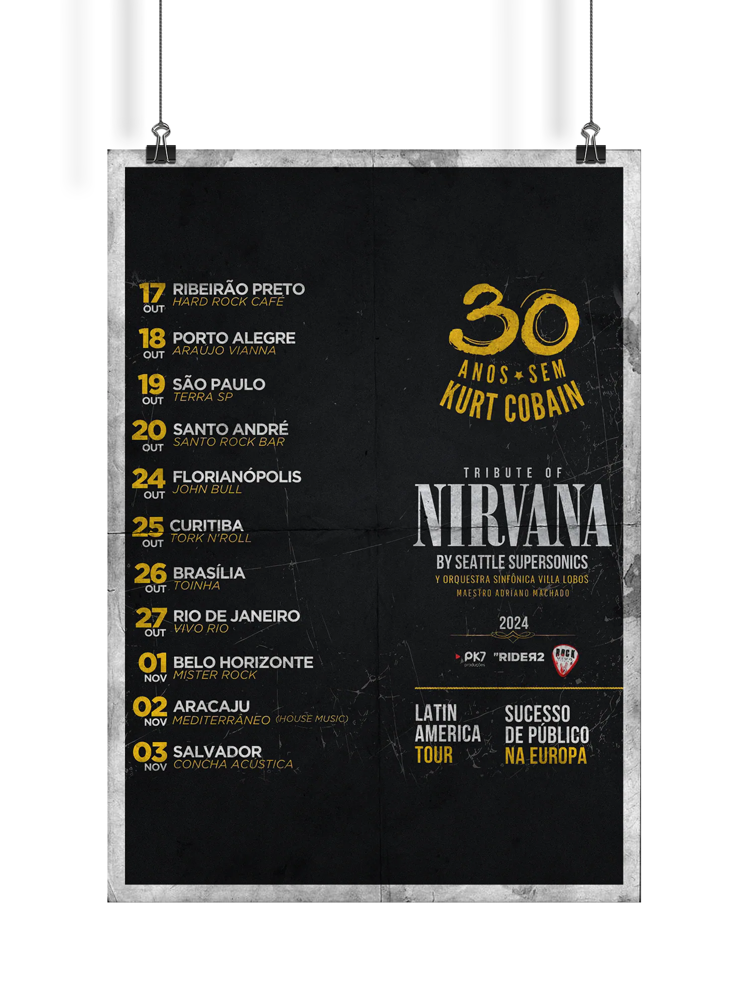 Pôster da turnê latino-americana Tribute of Nirvana